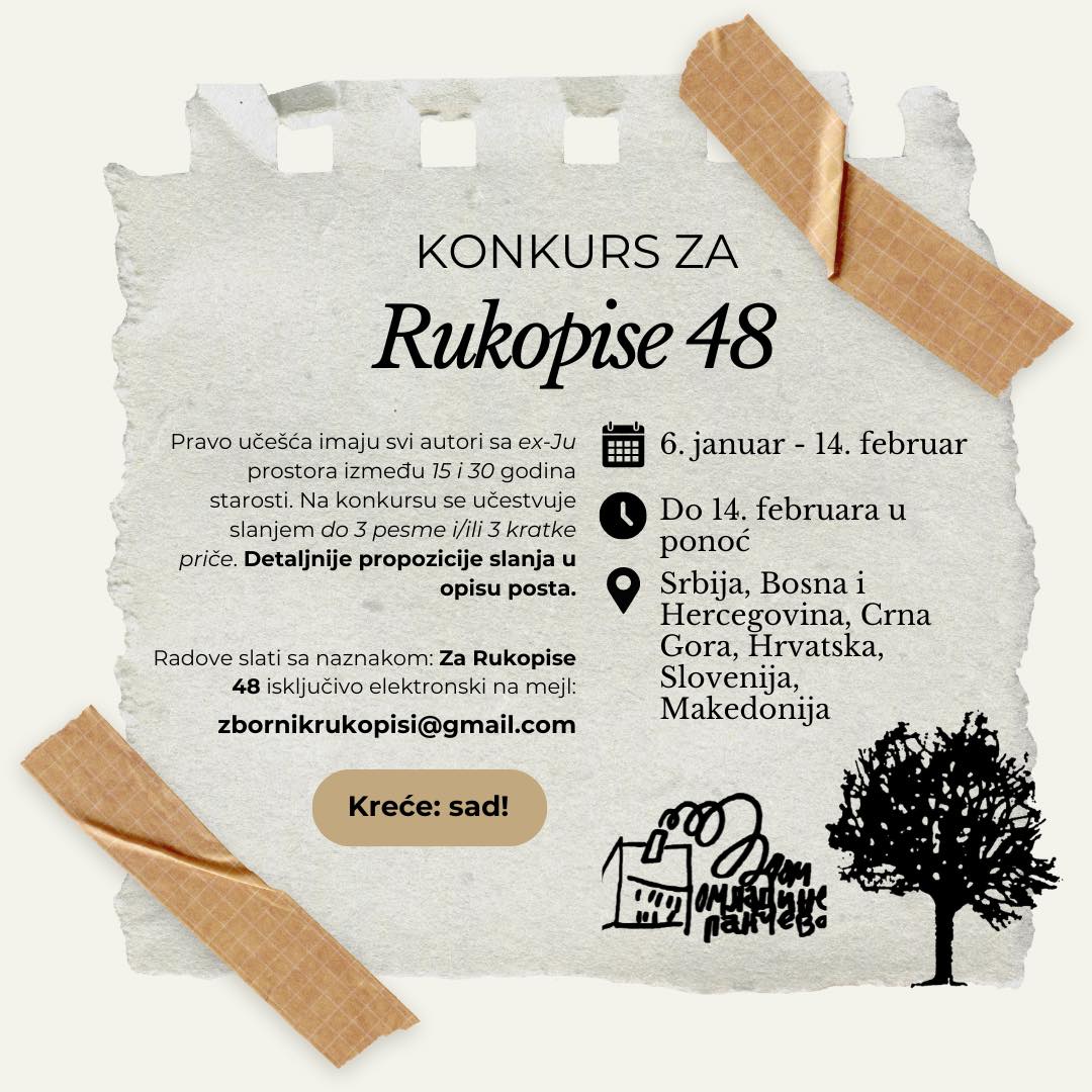Raspisan konkurs za 48. Zbornik poezije i kratke proze „Rukopisi“